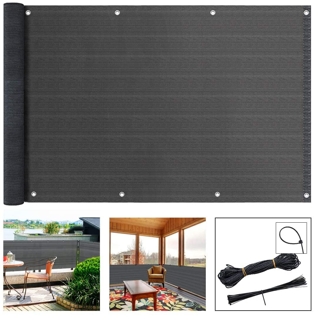 Black Balcony Windscreen Privacy Screen Wind Mesh Sunshade Shade Cover Fence 