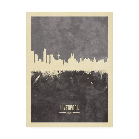 Trademark Fine Art 'Liverpool England Skyline Gray' Canvas Art by Michael Tompsett