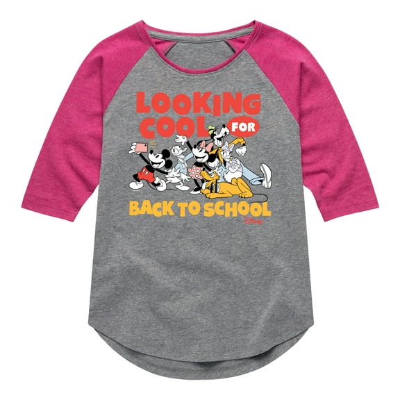 Disney - Looking Cool For Back To School - Toddler & Youth Girls Raglan Graphic T-Shirt