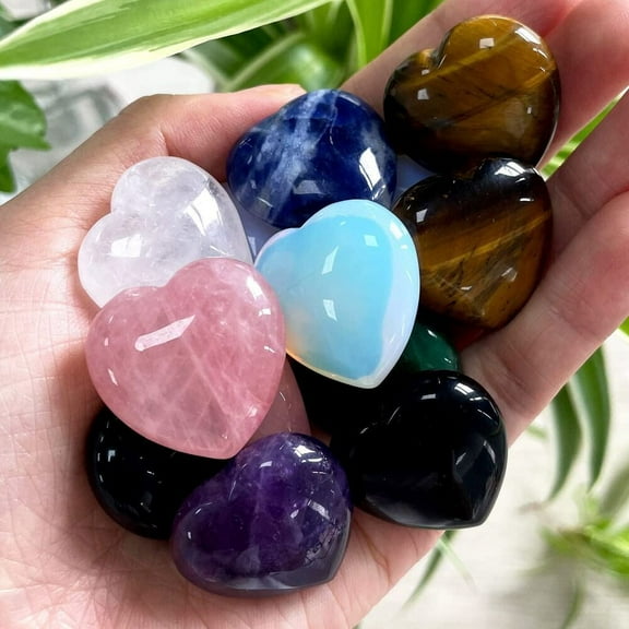 Natural Rose Mixed Quartz Love Heart Crystal Healing Stone Gemstone Pendant