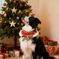 thumbnail image 2 of Adjustable Christmas Knit Pet Collar, with Bows and bells for Cats, Dogs & Pets, Comfortable,Stylish,11.81in, 2 of 6