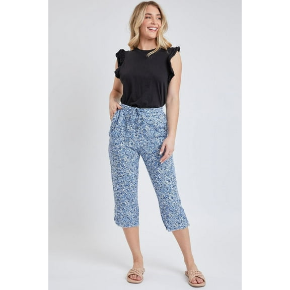 Women's High Rise Linen Capri Pant With Fray Detail