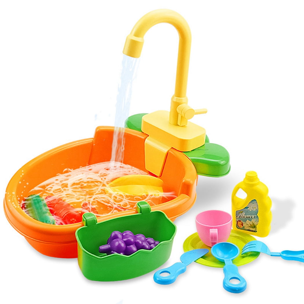 Kids Dishwasher Playset Electric Realistic Kitchen Sink Toy Development