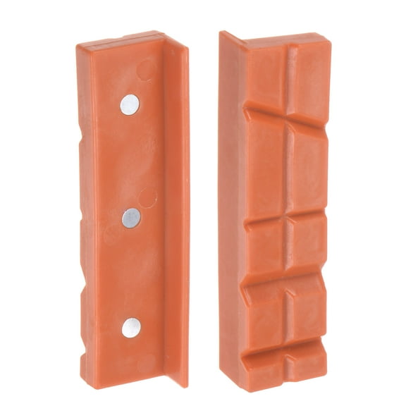 Uxcell Magnetic Vise Jaws 4 Inch Magnet V-Grooves Soft Bench Jaw Pads Covers, Yellow