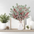 thumbnail image 4 of 8 Pack Snow Frosted Christmas Berries Pine Picks Artificial White Berry Pine Branches Faux Pine Stem with Pine Cones for Xmas Tree Wreath DIY Craft Floral Arrangement Holiday Decor (White), 4 of 5