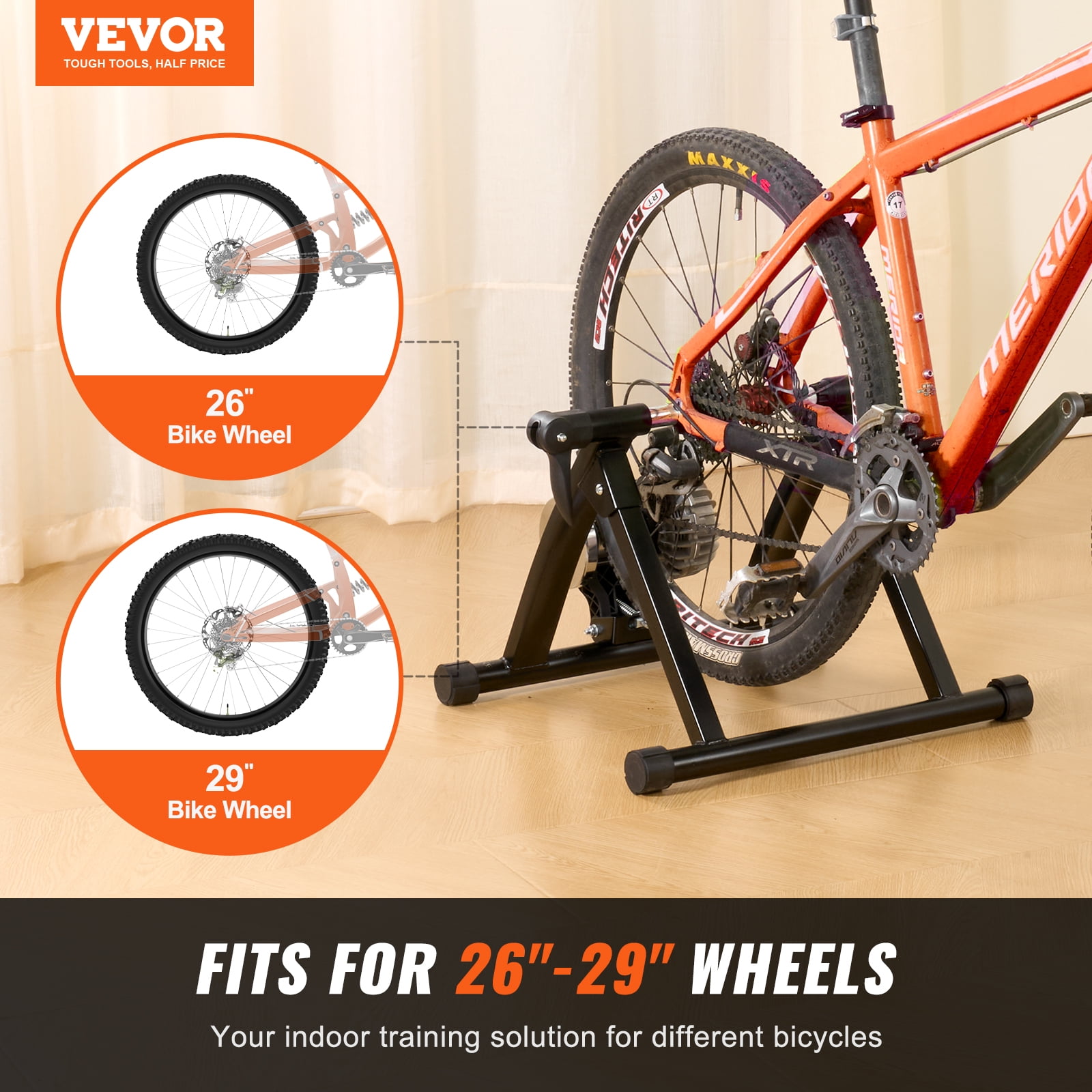 VEVOR Bike Trainer Stand Fluid Stationary Bike Stand for 26 29 Wheels Noise Reduction Fluid Flywheel Portable Cycling Stand for Indoor Riding Exercise with Quick Release Lever Front Wheel Rise Walmar...