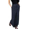 thumbnail image 2 of Womens Skirts High Waisted Midi Straight Denim Pockets Buttons Zipper Casual Summer Striped Blue Skirt L, 2 of 9