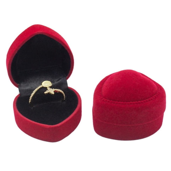 Romantic Wedding Love Heart Shaped Ring Box High-end Velvet Jewelry Box Earring Jewelry Packaging Case Valentine's Day Gift Box