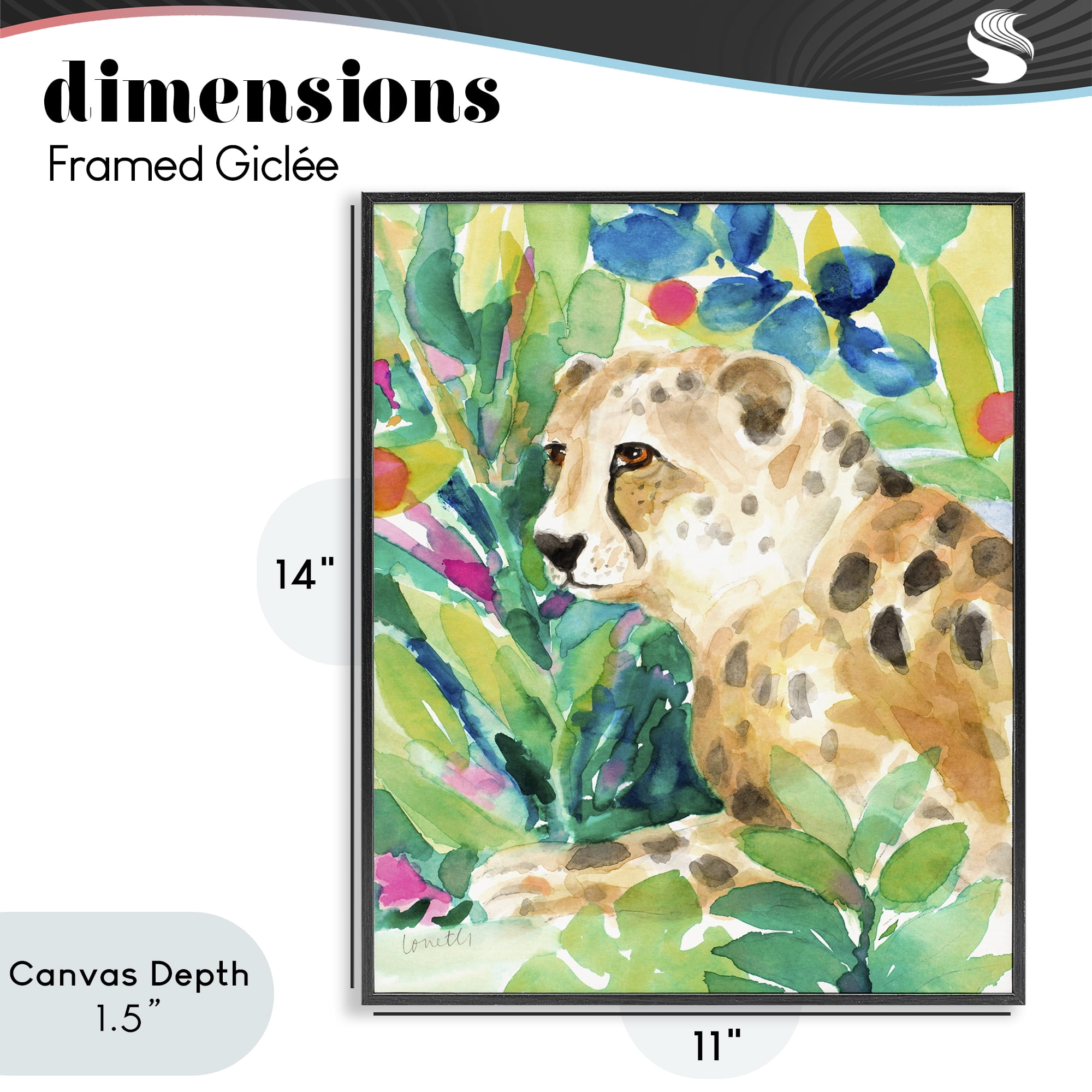 Stupell Industries Vibrant Chillin' Cheetah Black Framed Giclee Art, design by Lanie Loreth