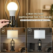 Cinkeda Modern Table Lamps with USB A+C Ports AC Outlet 3 Way Dimmable Touch Control Nightlight Black Industrial Bedside Lamp Set of 2 for Living Room Bedroom