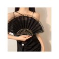 thumbnail image 3 of 1pc Women's Double-Layer Lace Retro Tassel, Exquisite Fashion, Gold Stamping, European-Style Hollow Out, Elegant And Graceful Floral Lace Dancing Fan, Suitable For Daily Use., 3 of 4