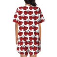 thumbnail image 6 of Uemuo Cute Red Crab Pattern Women's Short-Sleeved Pajama, Button-Front Loungewear, 2-Piece Summer Sleepwear, Elastic Drawstring Shorts-Small, 6 of 7