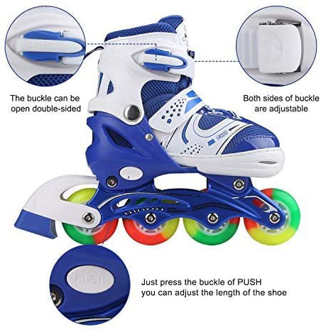 JIFAR Youth Children/’s Inline Skates for Kids Indoor/&Outdoor Ice Skating Equipment Small/&Medium Size. Adjustable Inline Skates with Light Up Wheels for Girls Boys