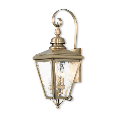 

Wall Sconces 3 Light With Hand Crafted Solid Brass Clear Water Antique Brass Finish size 29 in 180 Watts - World of Crystal