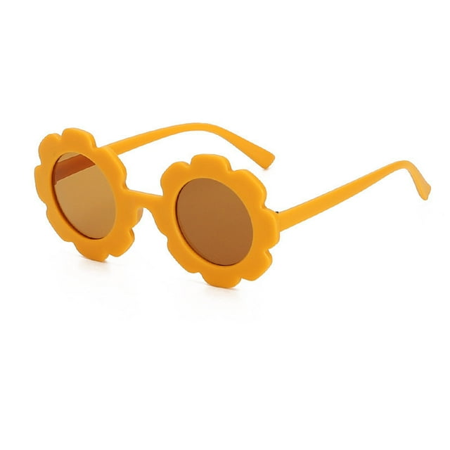 Graflsoa Charming Floral Design Kids Sunglasses with Round Frame and Summer Colors for UV Protection and Style