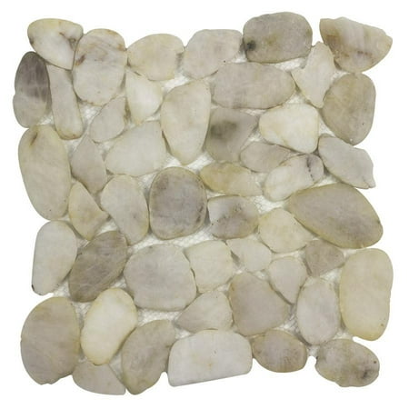 MTO0342 Modern Pebble White Natural Stone River Rocks Mosaic