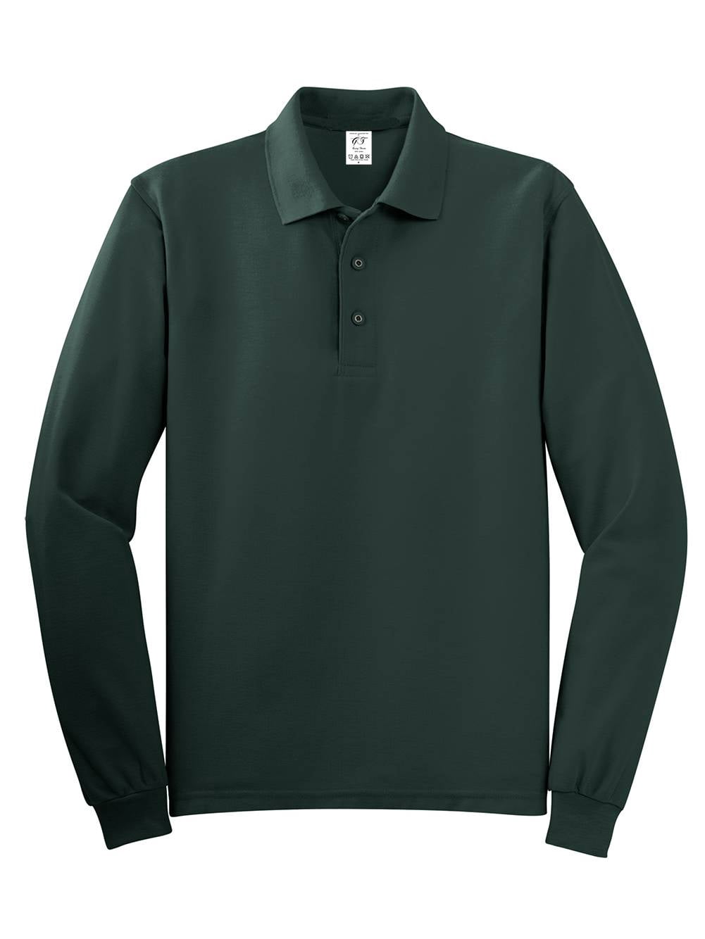 Gravity Threads Long-Sleeve Silk Feel Polo - Dark Green - Small