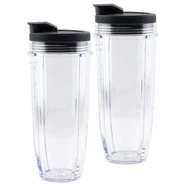 2 Pack 32 oz Cup with Spout Lid Replacement Parts 407KKU641 528KKUN100 Compatible with Nutri Ninja Auto-iQ BL480 BL640 CT680 Blenders