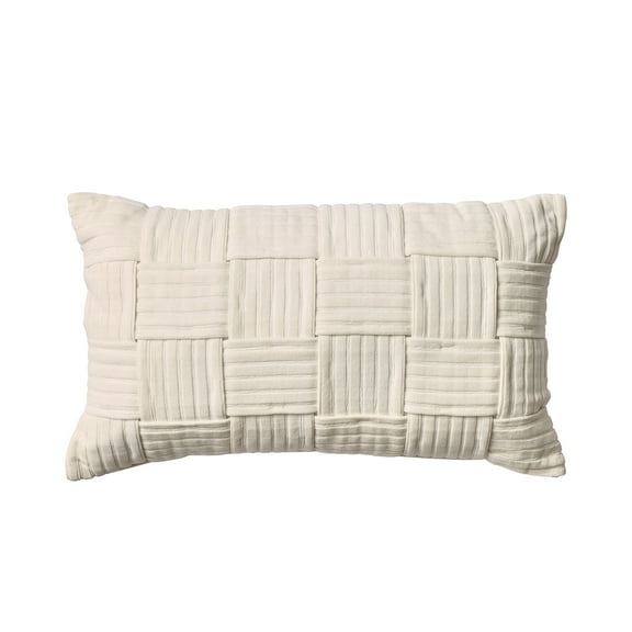 Better Homes & Gardens 14" x 24" White Basket Polyester Decorative Pillow