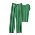 thumbnail image 2 of GERsome Women's Pajama Sets Short Sleeve V Neck Pullover Tops & Long Pants Nightwear Soft 2 Piece Pjs Lounge Sets M-2XL (Green,2XL), 2 of 7