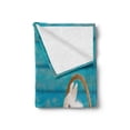 thumbnail image 2 of Easter Bunny Soft Flannel Fleece Throw Blanket, 2 Easter Rabbits with Blue Wooden Background Pastel Tones Dyed Eggs, Cozy Plush for Indoor and Outdoor Use, 50" x 70", Multicolor, by Ambesonne, 2 of 5