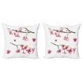 thumbnail image 1 of Ambesonne Spring Throw Pillow Cover 2 Pack, Watercolor Art Flower, 20", Pink Green, 1 of 6