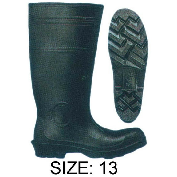 KNIGHT GUARD Men's Black PVC 16" (40.6 cm) Knee Steel Toed Boots | Size 13 | Heavy-Duty Protection | Non-Slip Deep Grooved Soles