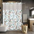 thumbnail image 5 of Easter Rabbits No Hooks Shower Curtain with Snap-in Liner Watercolor Spring Red Floral Eggs Green Leaf Plant Light Blue Shower Curtains for Bathroom, Waterproof, Easy Install, Washable 48"x72", 5 of 9