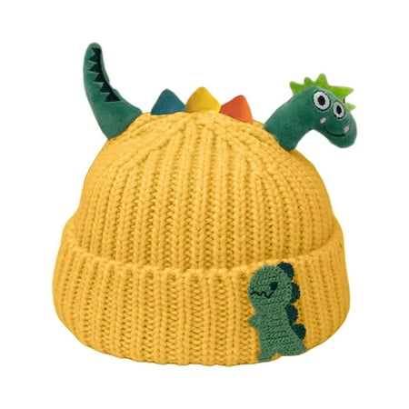 Winter Baby Beanie Pompom Knitted,Baby Winter Hat Soft Warm Knitted Cute Dinosaurs Boys Girls,Girls Hat Toddler Hats(Size:6-48 Months)