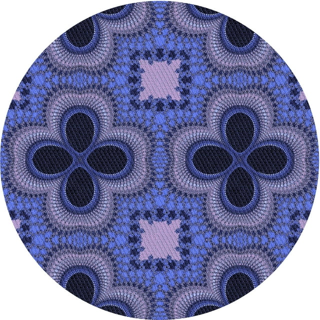 Ahgly Company Machine Washable Indoor Round Transitional Medium Slate Blue Area Rugs, 6' Round