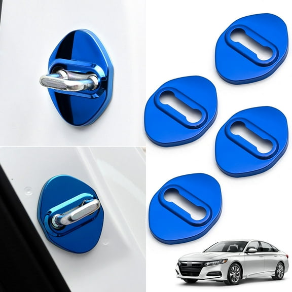 Xotic Tech Steel Blue Door Lock Lockstitch Decor Cover Trim 4x Compatible with Honda Toyota Subaru Mazda Hyundai Kia
