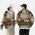 thumbnail image 6 of Kll Three Horses Oil Painting Print Men'S Women’s Upf 50+ Sun Protection Outdoor Hoodie Jacket Long Sleeve Fishing Hiking Performance Shirt- Small, 6 of 8