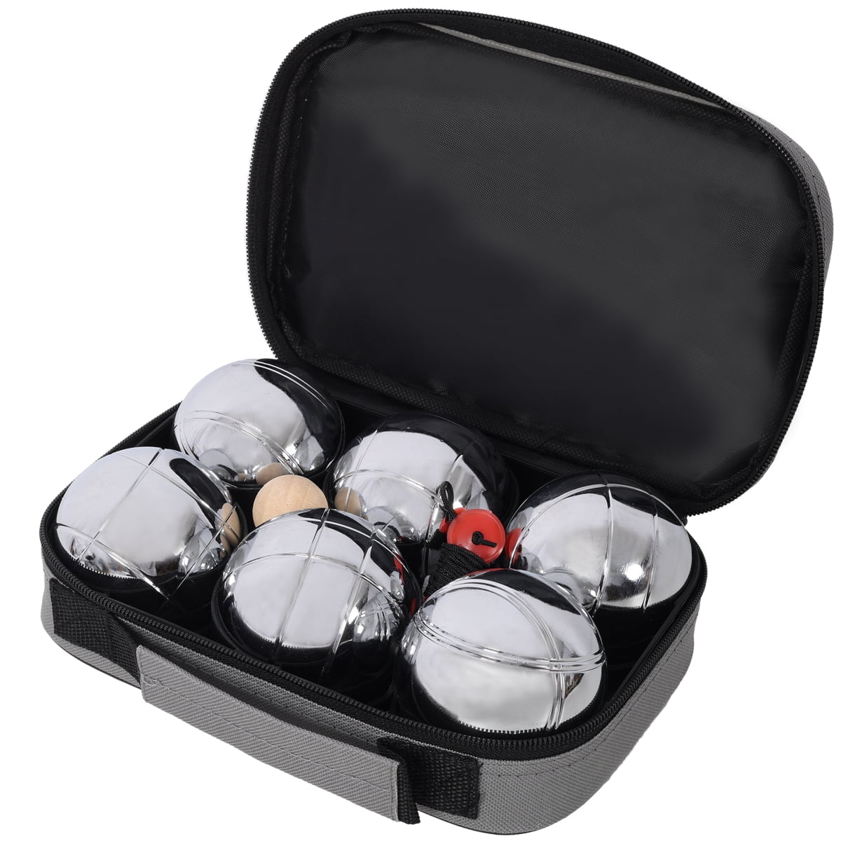 ZHICHUN Boules Set Large Action Game for Outdoor Beach Lawn Backyard Family Party Games for Adults Gray Steel