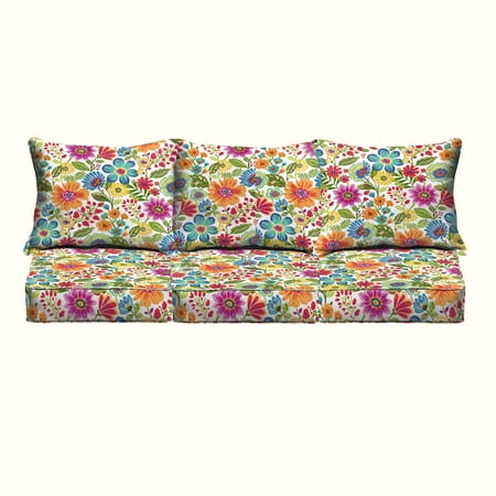 Floral Sofa Set Humble and Haute Galliford Multi Floral Indoor/ Outdoor Corded Pillow and Cushion 6-pc Sofa Set ()