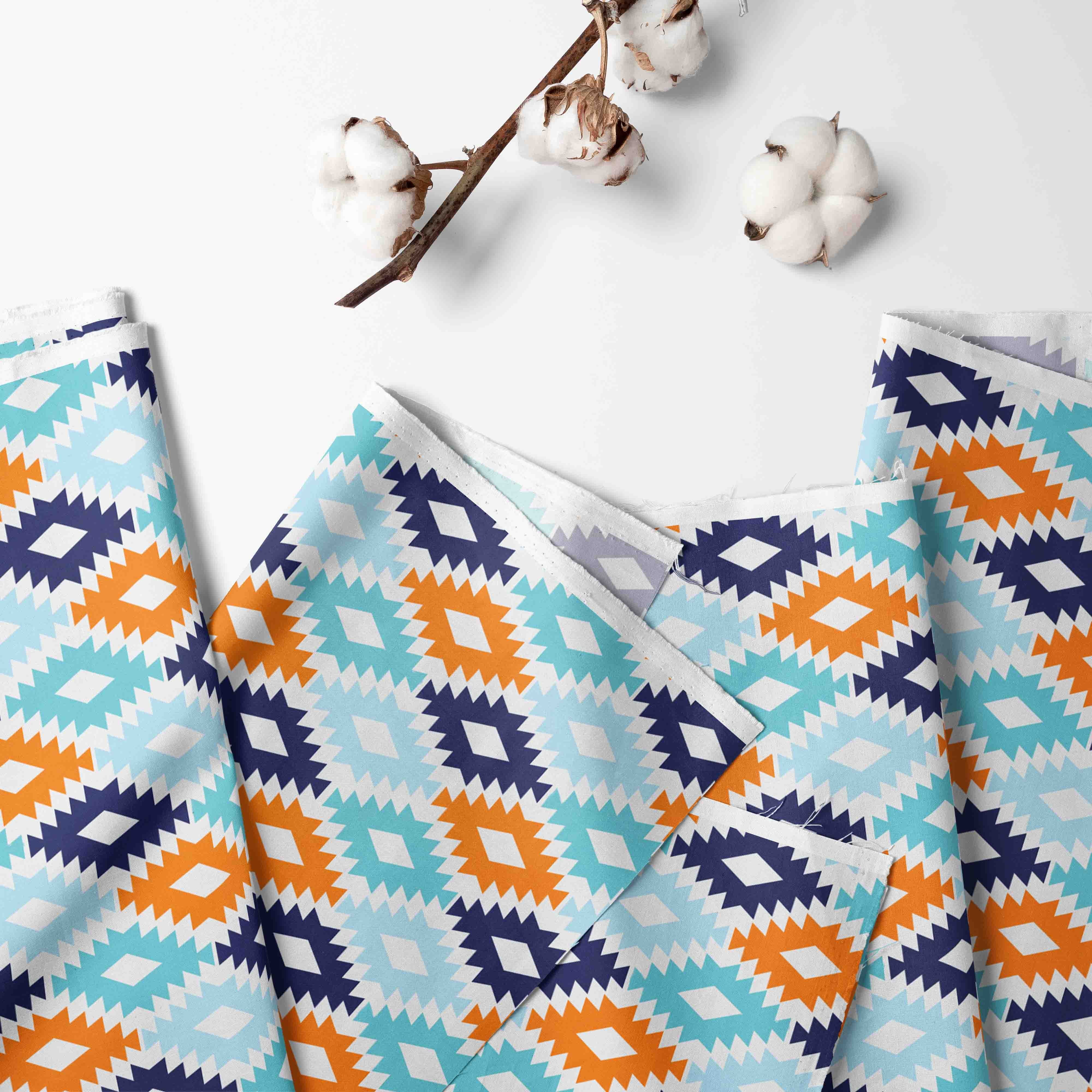 Bacati - Aztec Liam 3-Piece Crib Bedding Set - Aqua/Orange/Navy Boys