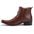 thumbnail image 3 of Jazamé Men's Leather Lined Wing Tip Mid Calf High Ankle Dress Boots, Cognac, 6.5, 3 of 3