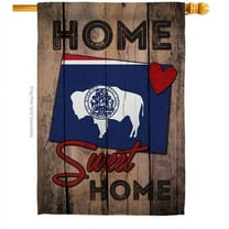 28 x 40 in. State Wyoming Home Sweet American State Vertical House Flag with Double-Sided Decorative Banner Garden Yard Gift