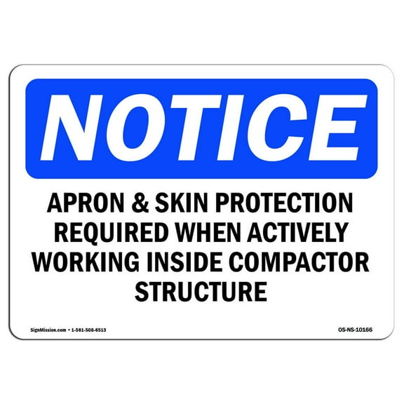 OSHA Notice Signs - Apron & Skin Protection Required When Actively | Decal | Protect Your Business, Work Site |  Made in the USA