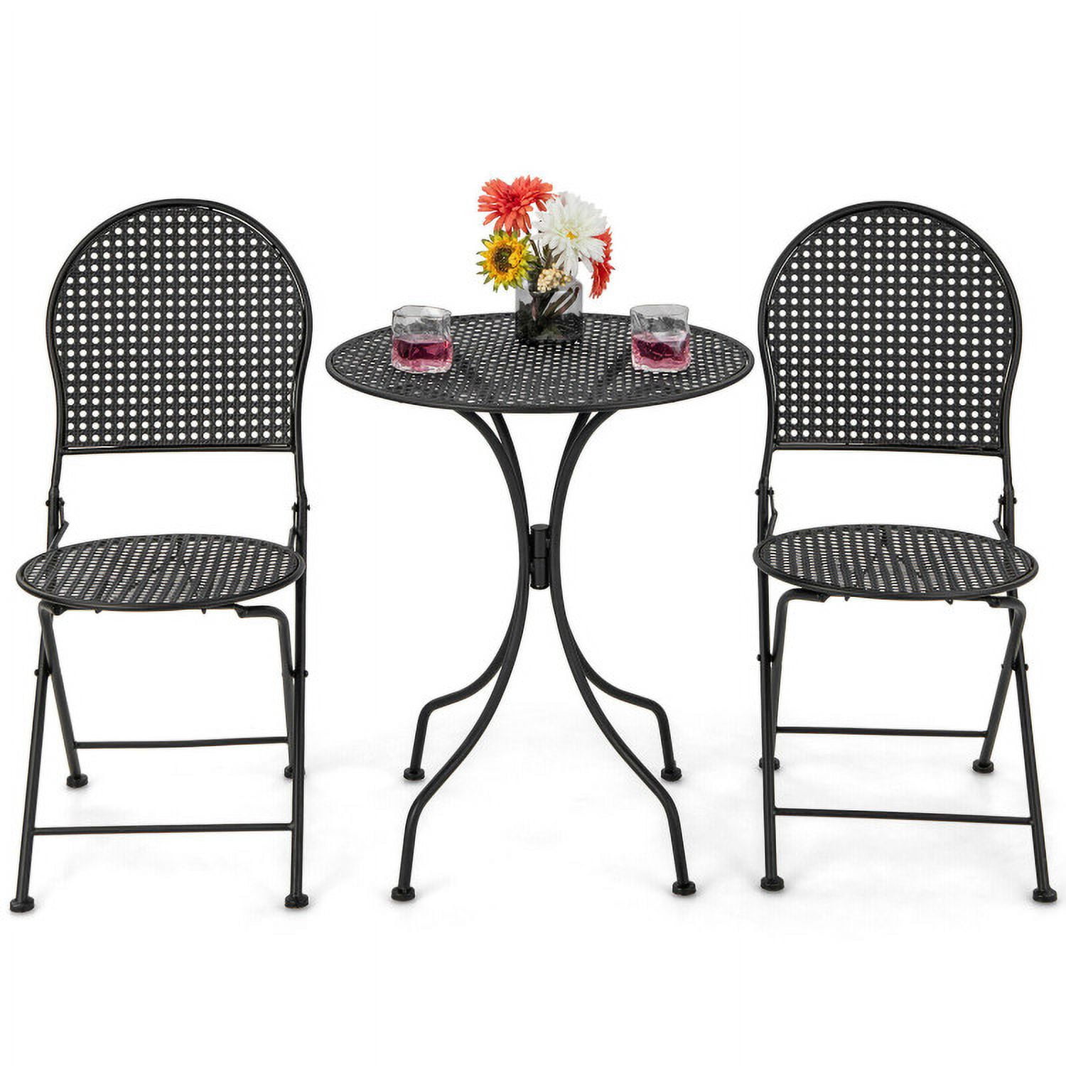 Aimee Lii 3 Pieces Patio Bistro Set Outdoor Conversation Furniture Table and Folding Chair, Outdoor Patio Furniture