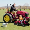 thumbnail image 3 of 24V Kids Ride on Tractor with Remote Control, Dual Motors Electric Battery Powered Motorized Vehicle w/ Trailer, Bluetooth Music, Outdoor Toys, Pink, 3 of 9