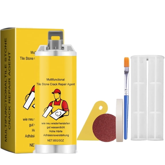 Quick-Drying Tile Repair Glue, Multifunctional Tile, Granite and Marble Crack Repair Kit, Ceramic & Porcelain Chip & Hole Repair Paste for Tubs and Floors, Complete DIY Kit