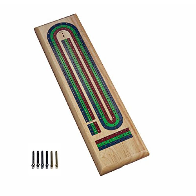 Classic Cribbage Set Solid Wood TriColor (Blue, Green, Red