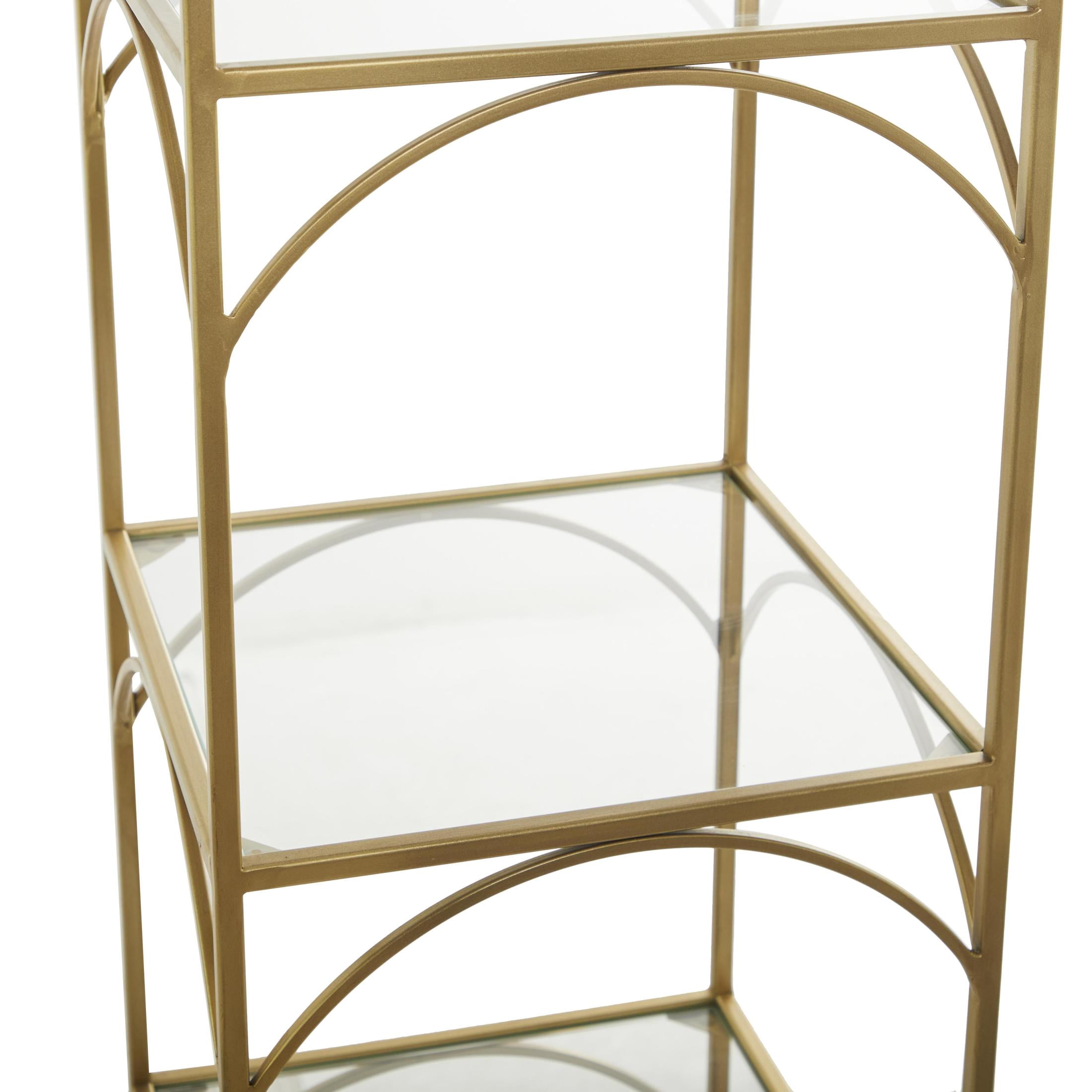 DecMode 14" x 56" Gold Metal 5-Tier Shelving Unit, 1-Piece