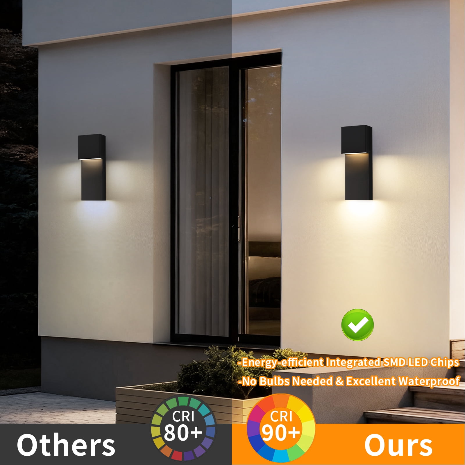 LED Outdoor Wall Sconce Modern Exterior Lighting Fixtures, Matte Black Outdoor Front Porch Lights LED Outside Wall Mount Lights for House, Hallway, Warm White 3000K, 1 Pack