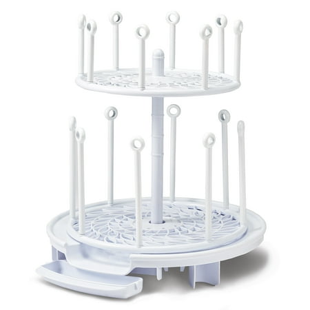 The First Years Spin Stack Drying Rack, 2 Level Large Capacity Baby Bottle Drying