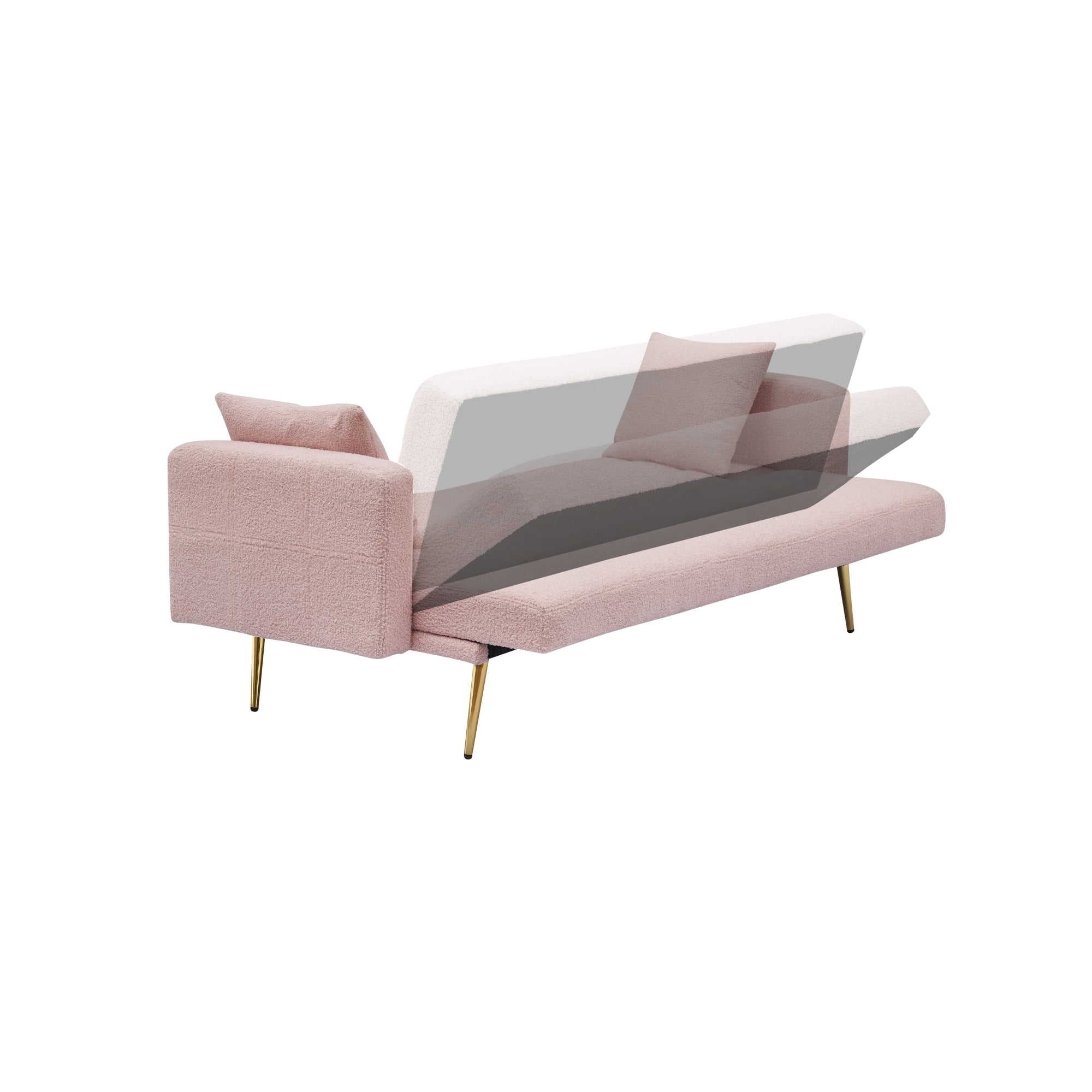 71" W Teddy Convertible Futon Sofa Bed,Modern Upholstered Loveseat Sofa Couch for Living Room,Small Space,Pink