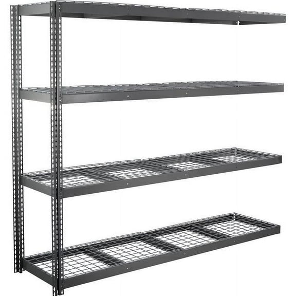 Global Industrial ABD24967R4 4 Shelf Extra Heavy Duty Boltless Shelving Add On - Wire Deck, Gray - 96 x 24 x 72 in.