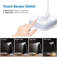 thumbnail image 2 of Lámpara de escritorio, recargable por USB, cuello flexible, protección ocular, 3 niveles de brillo con control táctil, lámpara de mesa para escribir y leer junto a la cama., 2 of 5