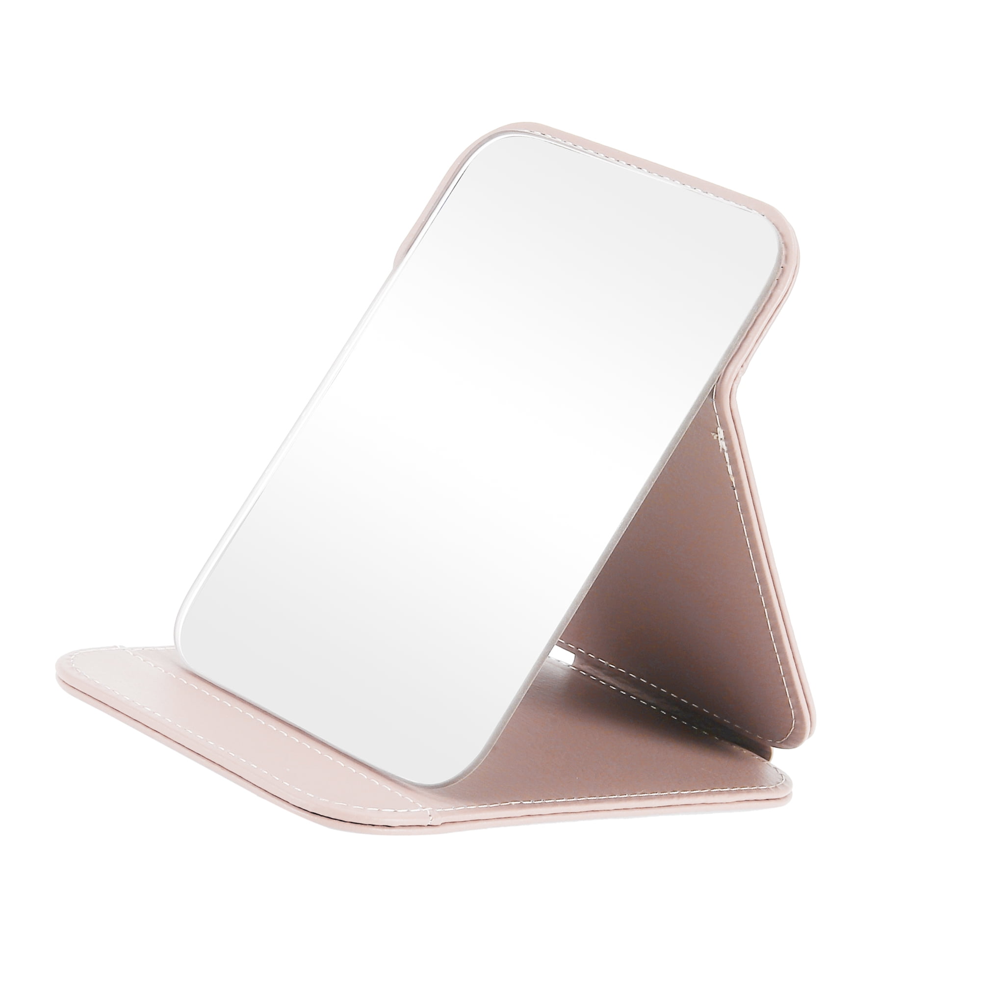 Unique Bargains 1Pc Foldable Small Makeup Mirror for Travel Pink Small