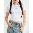 thumbnail image 3 of Women Crop T-Shirts Bow Print Summer Short Sleeve Basic Tops Casual Pullovers for Streetwear Aesthetic Grunge Clothes, 3 of 9